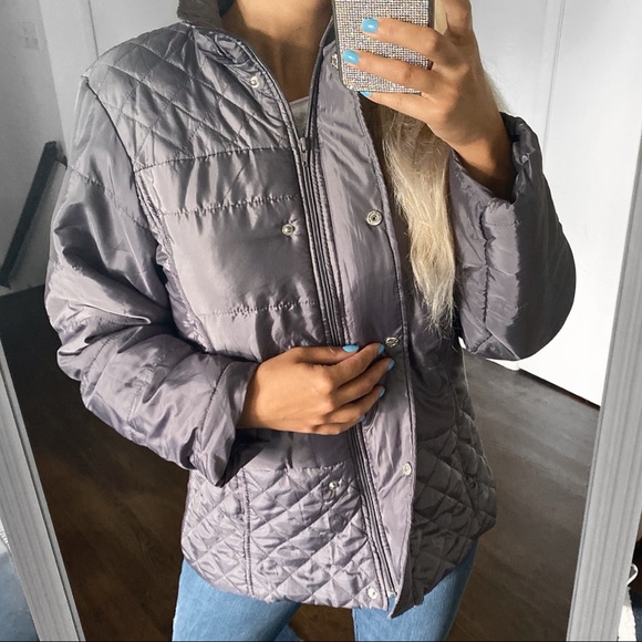 🐑 GABRIELLA VICENZA GREY SHIMMERY PUFFER JACKET! - Picture 6 of 12
